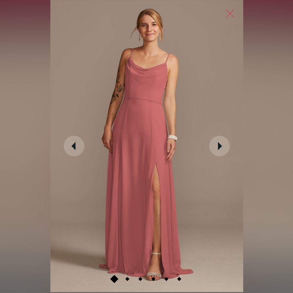 David’s Bridal Cowl Neck Chiffon Bridesmaid Dress in Sedona Size 4